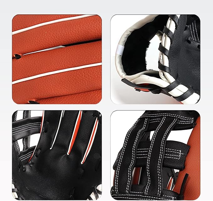 Sports Baseball and Softball Glove Teeball/Baseball Mitt Left and Right Handed Baseball Infielder's Mitts Fielding Glove for Youth Adult(10.5",11.5",12.5")