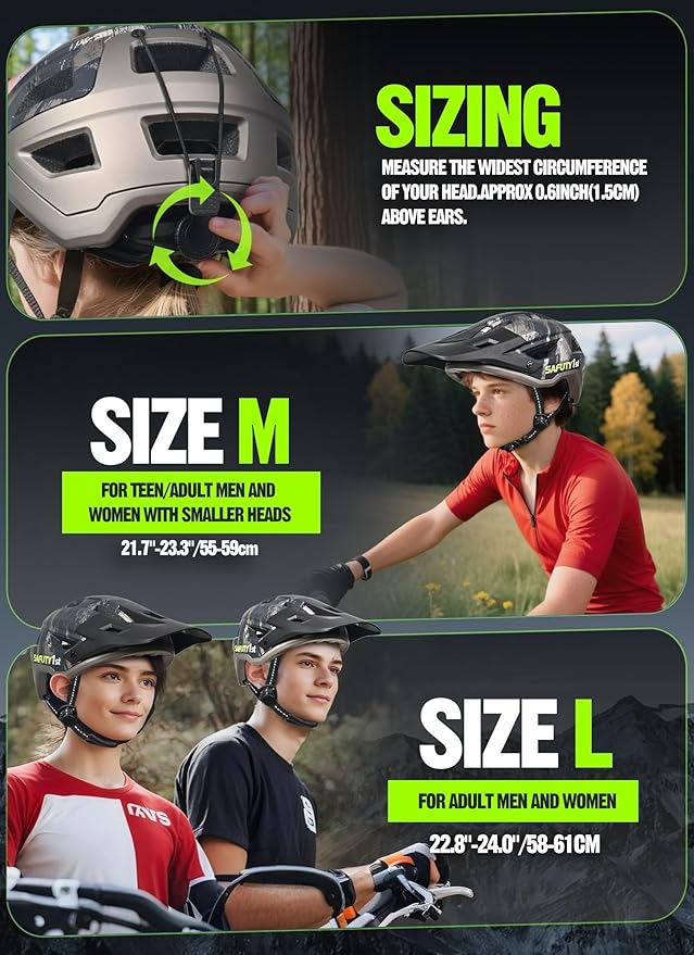 Mountain Bike Helmet for Adults & Youth Lightweight Impact-Resistant with Adjustable Dial & Removable Visor Unisex Helmet for Mountain Biking Bicycle Clcying