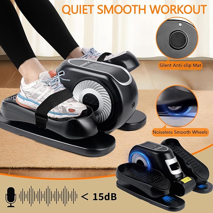 Zakle Under Desk Elliptical Machine, Electric Elliptical Training Machine w/Remote Control, 12 Speed Levels, Quiet Seated Pedal Exerciser for Home Office