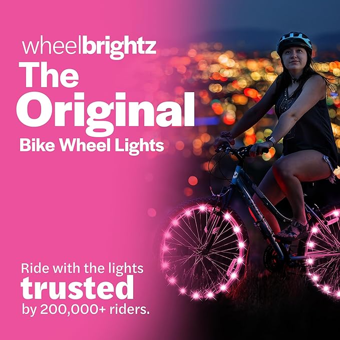 Brightz WheelBrightz LED Bike Wheel Lights - 2025 Edition with Superior Straps & LED-Weatherproof Shield! 14 Colors - Unmatched Durability, Visibility & 48+ Hours of Dazzling Illumination