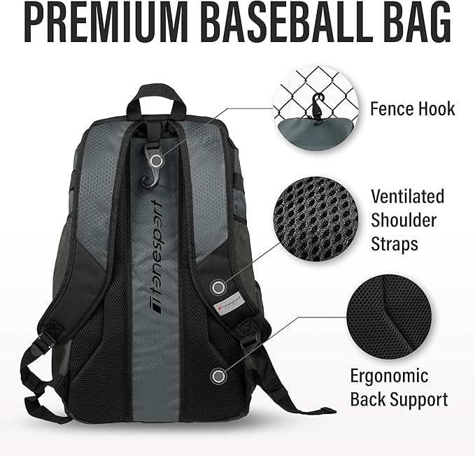 Baseball Bag - Backpack for Baseball, Softball, Tball - Adults & Youth Bat Bag