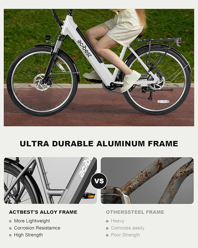 Cores Electric Bike for Adults, 26" Electric Commuter Bike with 1200W Peak Motor, 28MPH 70 Miles Max, 48V 576Wh Removable Battery, 7-Speed City Cruiser Mountain E Bike for Commuting