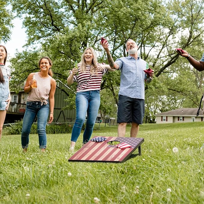 Cornhole Set 4x2 and 3X2 Regulation Size Corn Holes Sets with Carrying Bags & 8 Bean Bags Cornhole Boards Bean Toss Games for Adults Family Outdoor Beach Lawn Outside Backyard Games