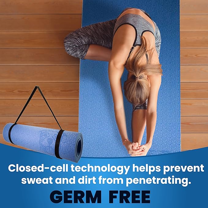 Koa Yoga Mat Essential TPE, Latex-free, Eco-friendly, Non-toxic, Non-slip, thick mat 6' x 2' x 8mm and a Donation to Charity