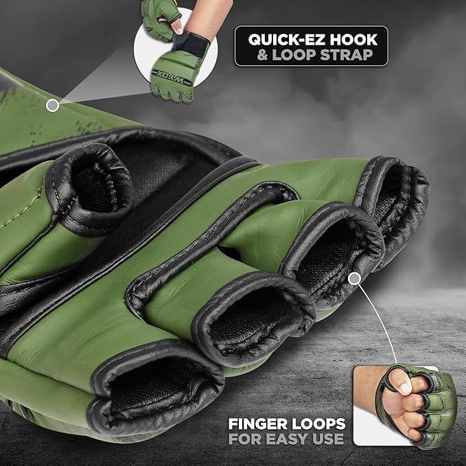 WYOX MMA Gloves for Men & Women – Grappling & Sparring Boxing Gloves with Open Palm Design, Padded Fingerless Training Gloves for Kickboxing, Muay Thai, Youth & Heavy Bag Workouts