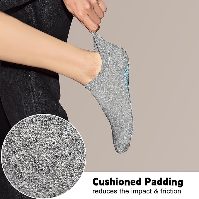 SkiBeaut Grips Non Slip Socks for Women, 4 Pairs Yoga Pilates Anti Skid Woman Hospital Gripper Socks (5-12)