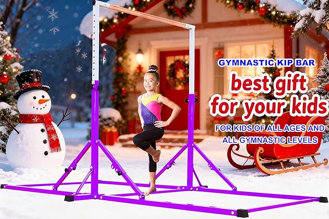 MARFULA Gymnastic Bar for Kid and Teenage Ages 3-25, 5 FT / 8 FT Base Length, 4 FT Width 5 FT Height, Gymnastic Kip Bar Horizontal Bar for Gymnast, Gymnastic Training Equipment for Home and Club Use