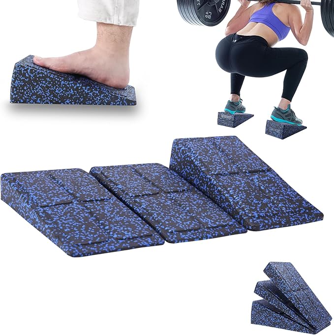 Slant Board Squat Wedge for Calf Stretching，3 Pcs 12" x 6.3" Foot Stretcher Balance Board for Plantar Fasciitis, Adjustable Foam Slant Board Wedge Great for Exercises
