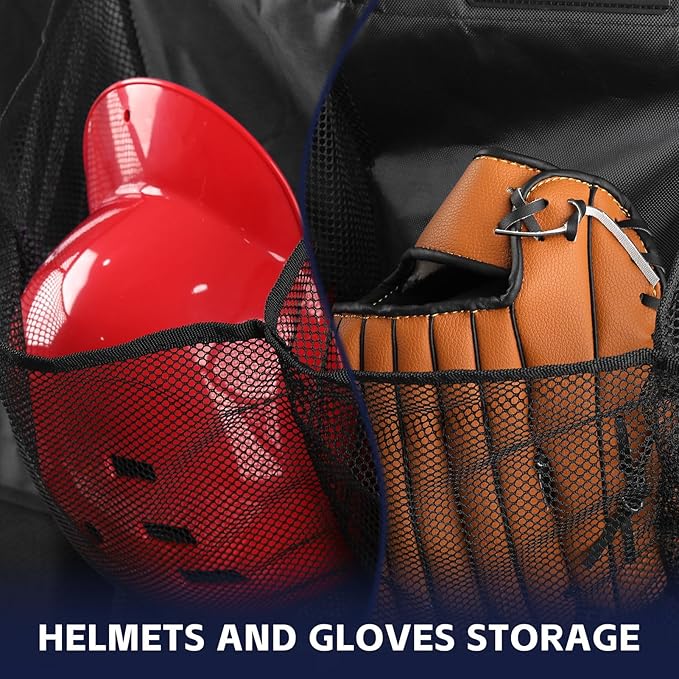 Baseball Dugout Organizer, Hanging Helmet Bag for 15 Players Baseball Softball Team, Helmet Organizer for Dugout Fence Garage, Organize Baseball Equipment, Helmets, Gloves, Bats, Balls