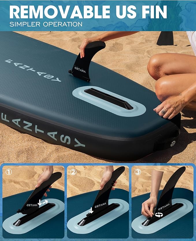 CETANA 11'6×35" Extra Wide Stand Up Paddle Board for Adults & Youth, 400lb Capacity Inflatable Paddle Board, Sup for 2+1 Person with Removable US Fin, 100L Backpack, Floating Paddle, Safety Leash