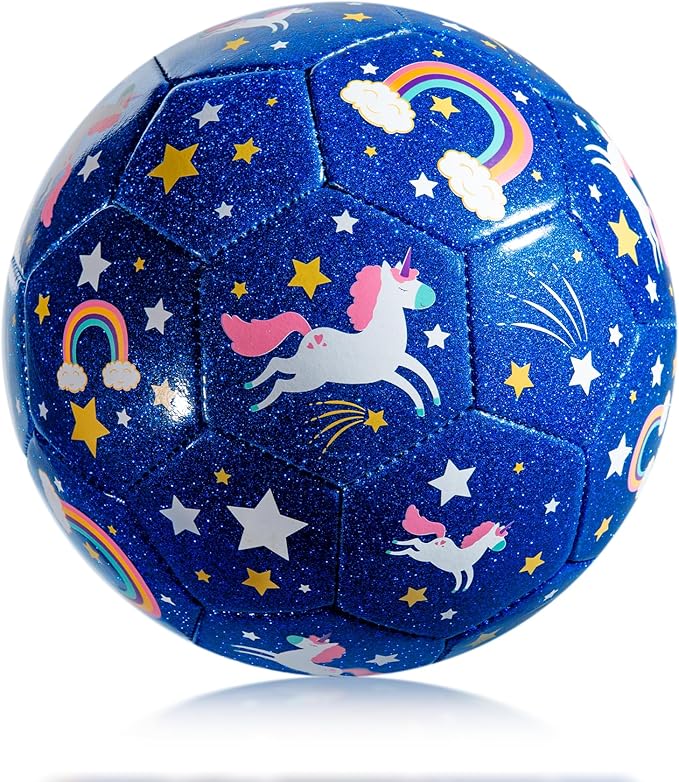 Kids Soccer Ball Size 2 Size 3 Size 4 Glitter Unicorn Dinosaur- For Toddlers Kids Age 1-3 3-8 8-12 - Sports & Outdoors Ball Inflatable with Pump - Gift for Girls Boys Children Youth School Birthday