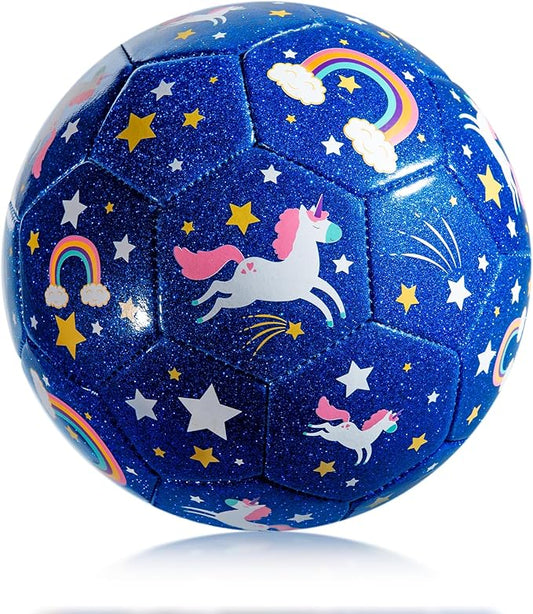 Kids Soccer Ball Size 2 Size 3 Size 4 Glitter Unicorn Dinosaur- For Toddlers Kids Age 1-3 3-8 8-12 - Sports & Outdoors Ball Inflatable with Pump - Gift for Girls Boys Children Youth School Birthday