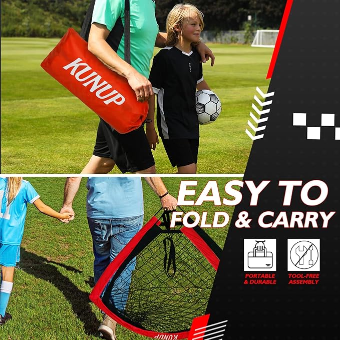 5×3 6x4 9x5 FT Portable Kids Soccer Goal for Backyard, Foldable Soccer Practice Net with Carrying Bag for Toddler Youth Adult Pop Up Soccer Training Equipment Indoor and Outdoor Sports Game
