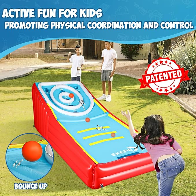 Inflatable Score Ball Game, Carnival Yard Games for Kids and Adults, Inflatable Giant Game Toys with 2 Sponge Ball, Family Arcade Games for Indoor and Outdoor