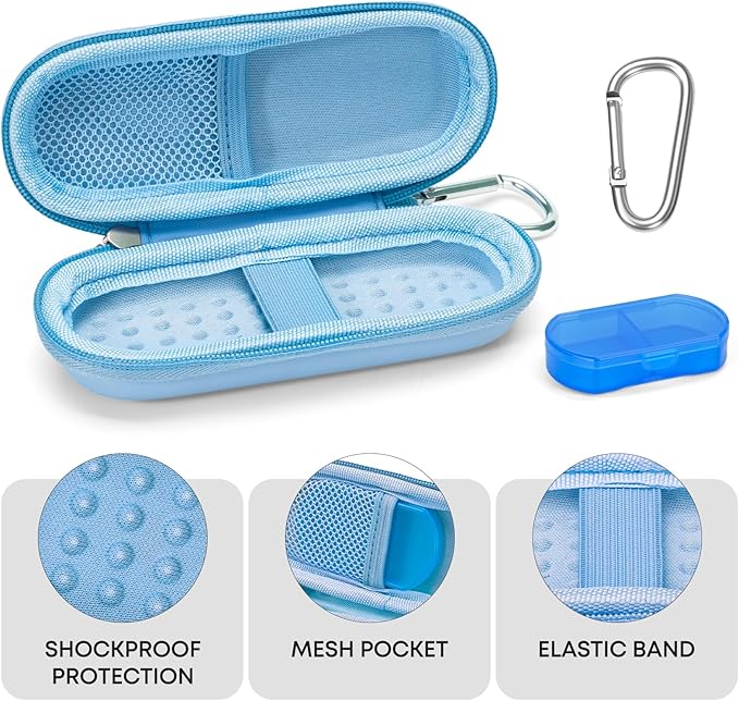 Case for KardiaMobile 1L 6L Personal EKG Monitor, Hard Travel Carrying Case for AliveCor Kardia Heart Monitor EKG/ECG, Portable Heart Rate Monitor Bag Storage Organizer with Pill Box & Carabiner Clip