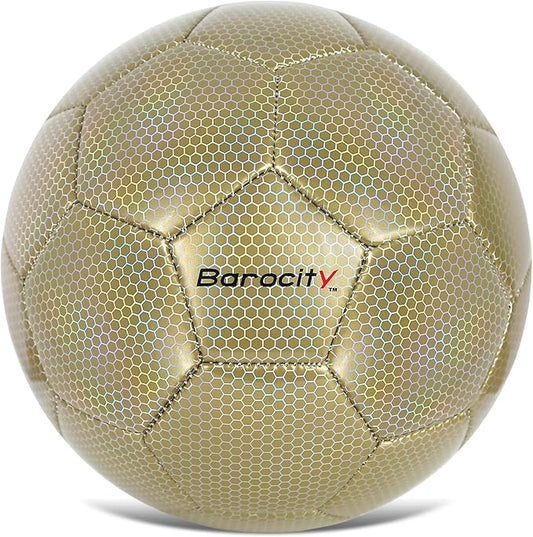 Soccer Ball - Premium Boy and Girl Official Match Ball with Cool Reflective Iridescent Rainbow Hex Pattern, Durable, Indoor, Outdoor, Training, Practice, Playtime and Games