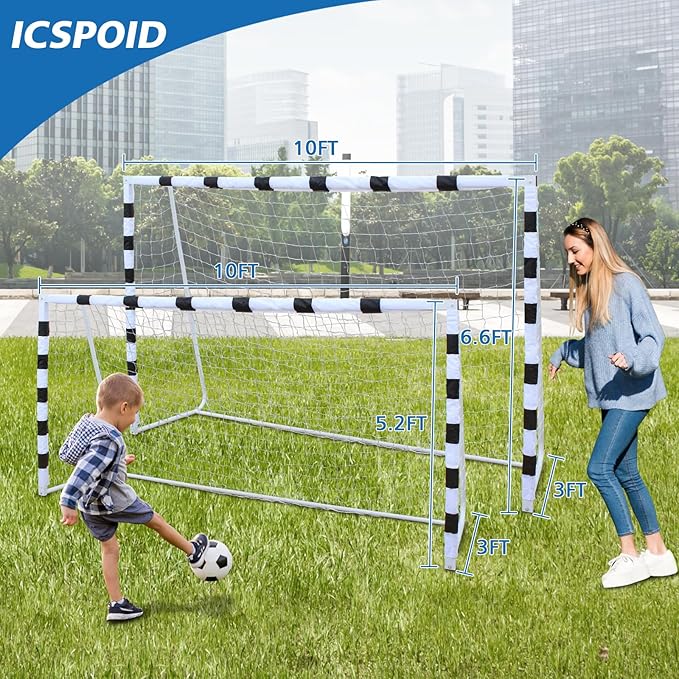 Combination Soccer Goal Portable Soccer Goals for Backyard Steel Frame Football Goal with All Weather Net for Kids Youth