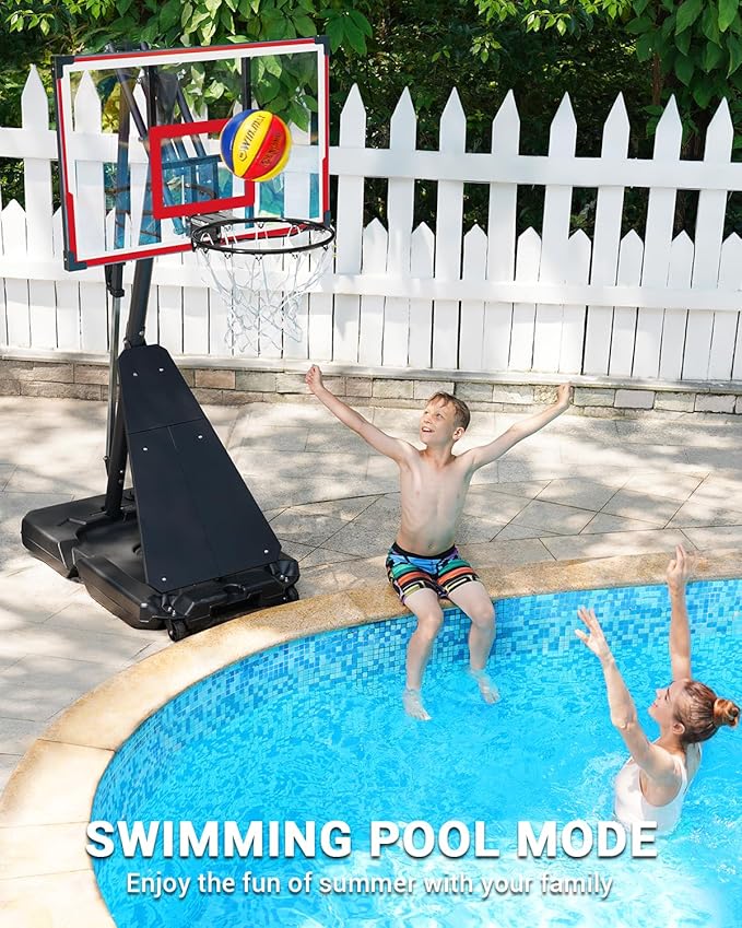 WIN.MAX Basketball Hoop Outdoor with Shatterproof Backboard and Larger Base, Portable Basketball Hoop Goal System Youth/Adults in Backyard/Driveway/Poolside