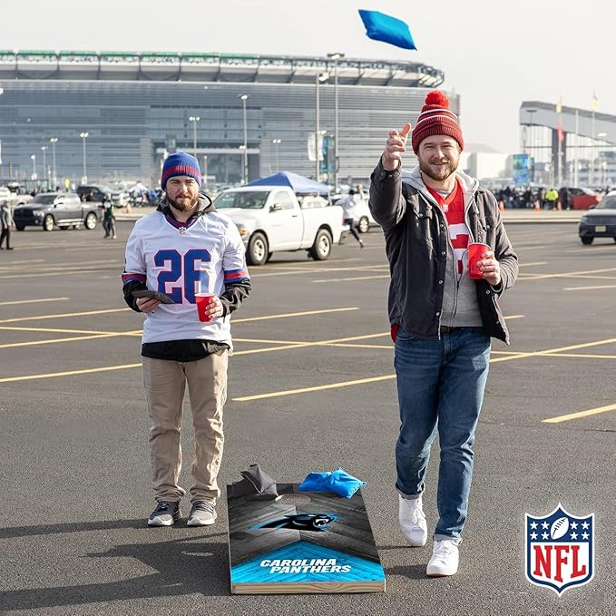 Wild Sports NFL Football 2' x 4' Regulation Size Solid Wood Cornhole Set with Direct Print HD Team Graphics Great Gift for Any Football Fan! Bean Bag Toss Family Outdoor Game