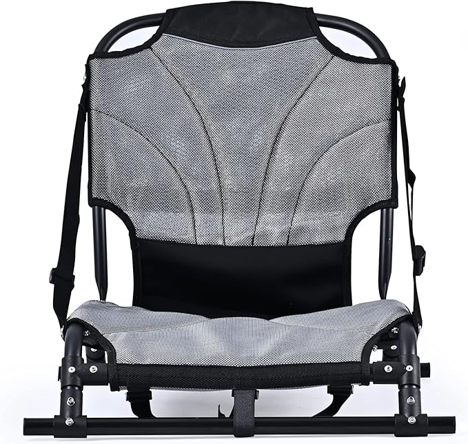 Kayak Seats with Back Support, Aluminum Alloy Folding Kayak Seat, Breathable Textile Mesh Fabric Material, Adjustable Universal Paddle Board Seat for Fishing, Inflatable Kayaks, Sup, Canoe