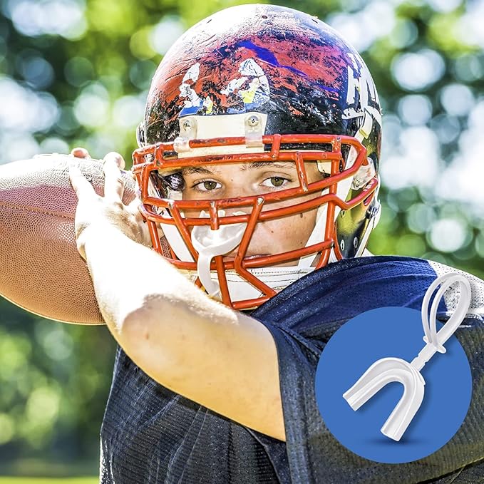 Dunzy 20 Pcs Strapped Mouth Guard Football Sports Mouthguard No Boil Mouthguard Adult Youth Football Mouthpiece Mouth Protector for Boxing Lacrosse Hockey Taekwondo