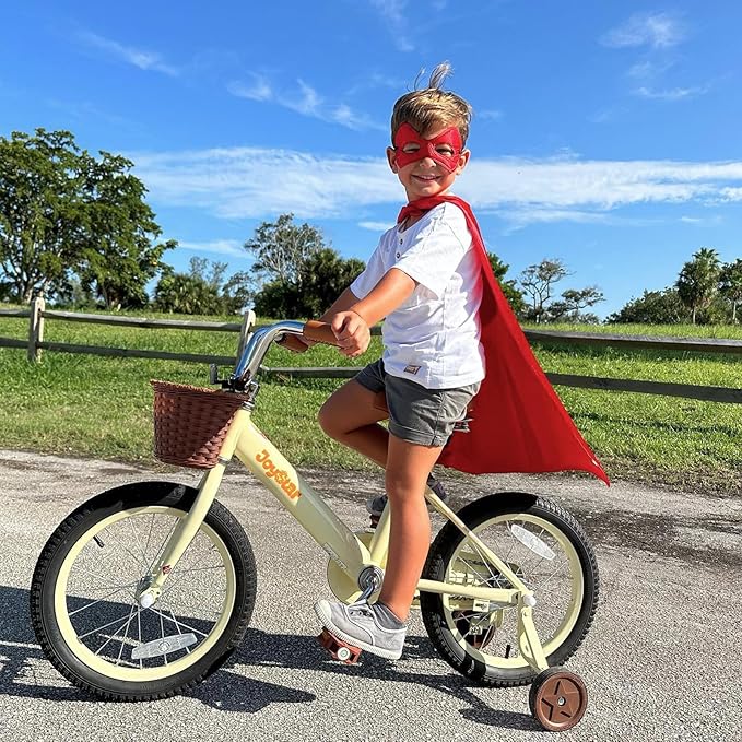 JOYSTAR Vintage Kids Bike with Training Wheels & Basket, 12 14 16 Inch Girls Bike for 2-7 Years Old, Children Bicycles, Multiple Colors