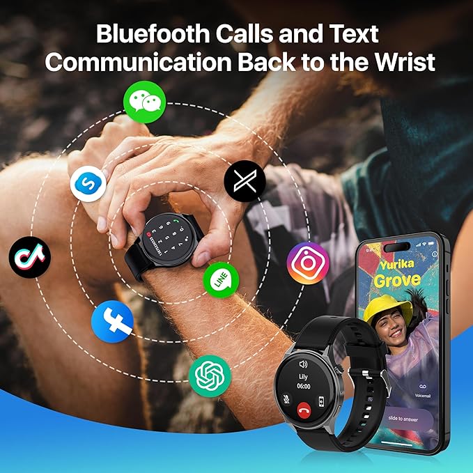 AI ChatGPT Translator Watch, Fitness Tracking, Heart Rate & Sleep Monitor, OLED Display, Titanium Alloy Waterproof, Multi-Sport Modes, Black