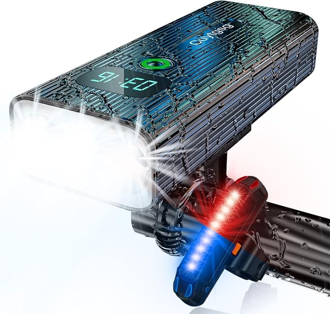 2025 Upgrade Super Bright Rechargeable Bike Lights for Night Riding,6 LED High Lumen 10 Mode Bike Headlight Taillight,360°Rotatable Brackt,Aluminum Front Lights,Runtime 48+ hrs,Shockproof Waterproof