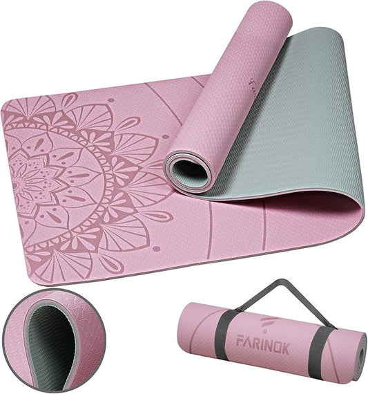 Yoga Mat Extra Thick 9MM, High Density Exercise Mats Non Slip for Home Workout, Pilates Mat with Strap for Women Men, Eco Friendly Mat Thick (9MM-NAVY-BLUE)