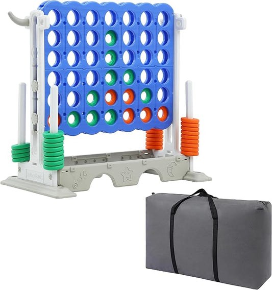 SDADI Height Adjustable 3-in-1 Giant 4 in a Row Connect, Jumbo 4-to-Score with Golf and Ring Toss Set, Indoor Outdoor Yard Party Game for Kids and Family, White