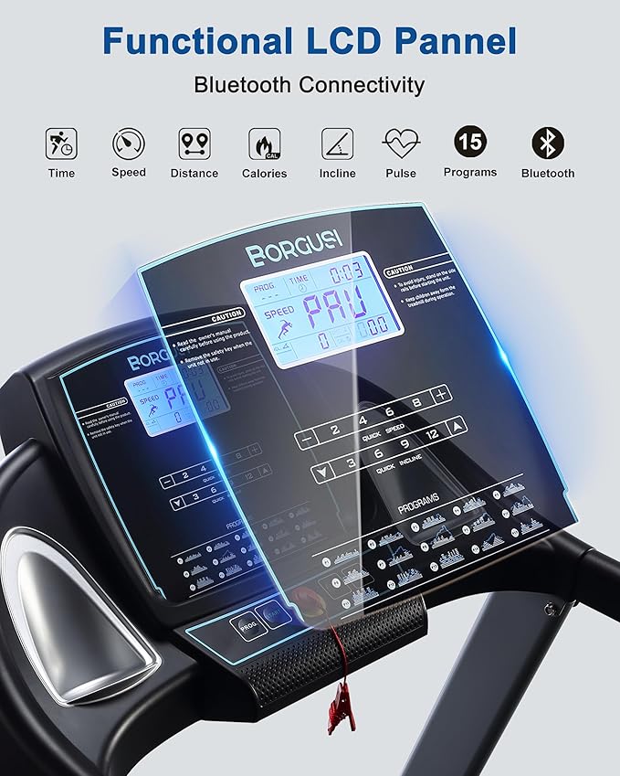 Treadmill with 15% Auto Incline - 350 LBS Capacity, 3.5HP Electric Folding Treadmill Up to 10MPH Speed, Running Machine with 20" Wide Tread Belt & LCD Display for Home Use, Bluetooth Speaker