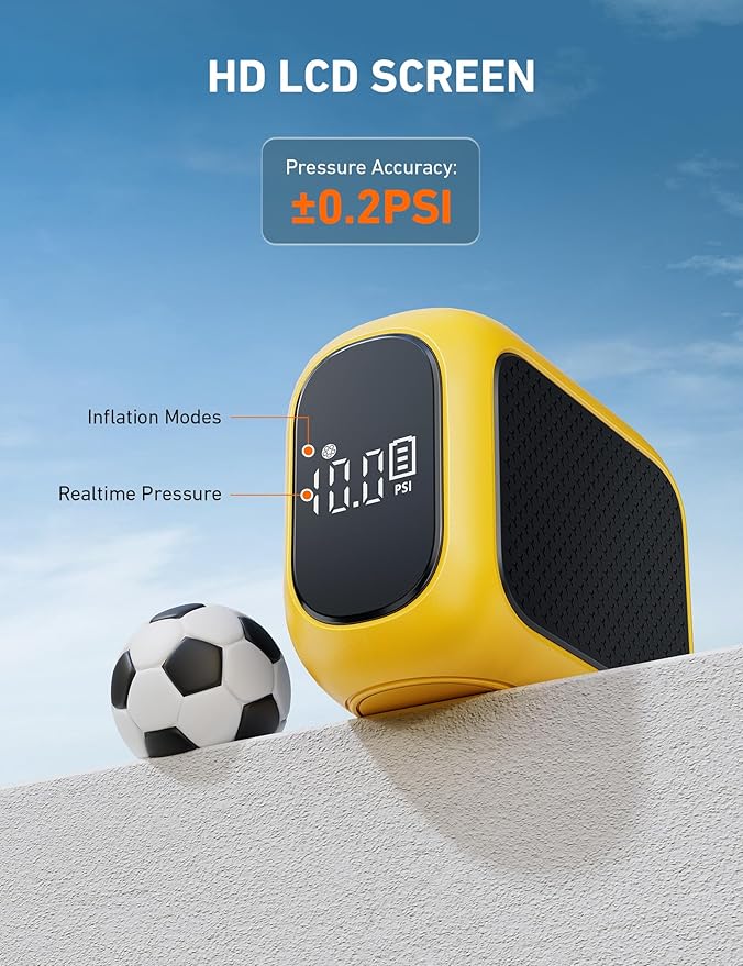 AstroAI Portable Electric Ball Pump - Ultra Fast Inflation, with Digital LCD Display, Preset Pressure with Ball Needle for Basketball, Soccer, and Sports Balls