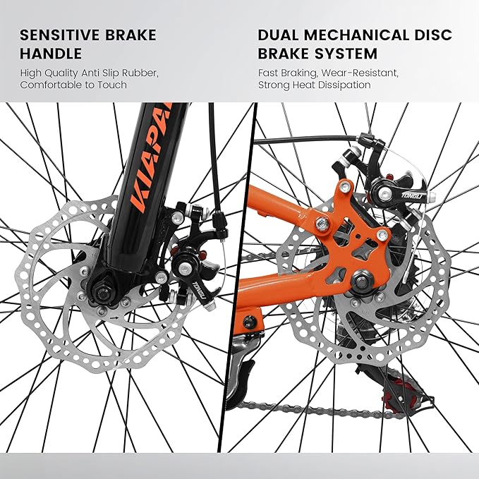 26 Inch Mountain Bike Dual Suspension for Mens Boys, 21 Speeds Steel Women Girls Mountain Bike Summer Travel Trip, Disc Brakes Adult Teens Sport Men Women Bicycle for Trail Commuter City Road