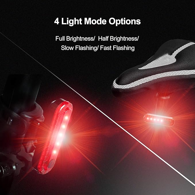 Ascher USB Rechargeable LED Bike Tail Lights 2 Pack, Bright Bicycle Cycling Rear Light, 4 Light Mode Options Safety Bike Light for Adults Kids Men Women Road Mountain(2 USB Cables Included)