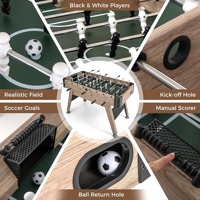 GYMAX Foosball Table, 54 Inch Full Size Soccer Table Game with 2 Balls, Foosball Table Adult Size for Home, Game Room, Office