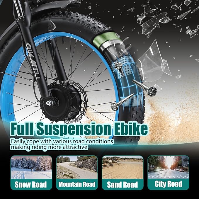 Q7 Peak 3000W Dual Motor Electric Bike - 60-Mile 48V 23Ah UL Certified eBike, 31MPH Fat Tire eBicycle with 5 Riding Modes, Hydraulic Brakes & LCD Display for Mountain/Snow/City