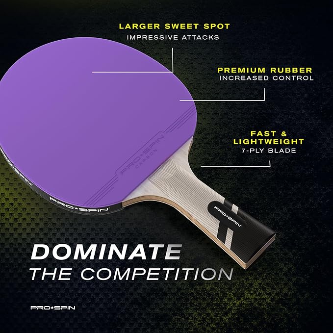 PRO SPIN Ping Pong Paddles - Professional Level Table Tennis Rackets with Carbon Fiber for Superior Control | 7-Ply Blade, Premium Rubber, 2.0mm Sponge | Includes Protector Case
