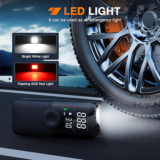 Nilight Tire Inflator Portable Air Compressor Rechargeable Battery Cordless 150PSI Faster Inflation Pump with Pressure Gauge for Car Motorcycle Bicycle Ball