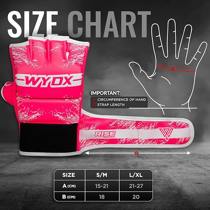 WYOX MMA Gloves for Men & Women – Grappling & Sparring Boxing Gloves with Open Palm Design, Padded Fingerless Training Gloves for Kickboxing, Muay Thai, Youth & Heavy Bag Workouts