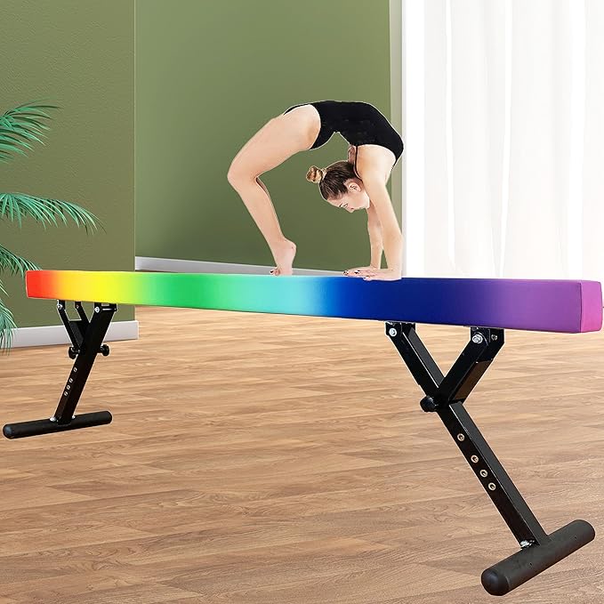 Adjustable Balance Beam Gymnastics Beam 8 FT Adjustable Height Beams for Kids, High and Low Floor Beams,Gymnastics Equipment for Kids Adults Training at Home and Gym Center