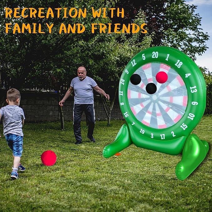 6Ft Tall Giant Kick Darts Games Inflatable Giant Kick Darts Games,Jumbo Outdoor Soccer Green Target Dartboard with Soccer Balls and Air Pump for Sports
