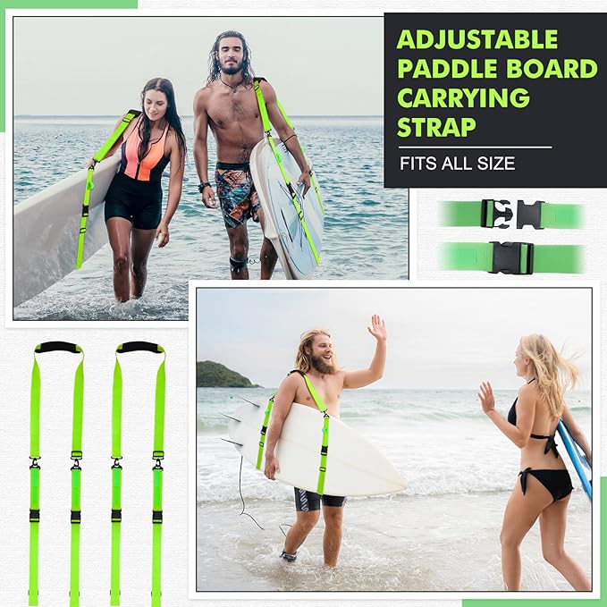 Sanwuta 2 Pack Adjustable Sup Kayak Paddle Board Accessories Surfboard Shoulder Carry Straps for Women and Men