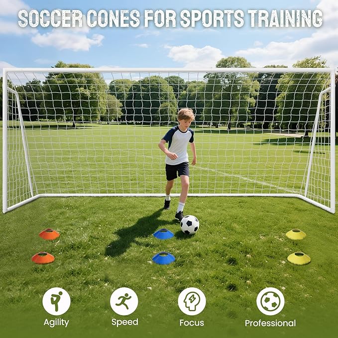 Docred 6x4/8x6/10x6.5/12x6/16x7ft Soccer Goals, Foldable Steel Soccer Goal for Backyard, Weatherproof Metal Soccer Goal for Teens/Adults Practice Training