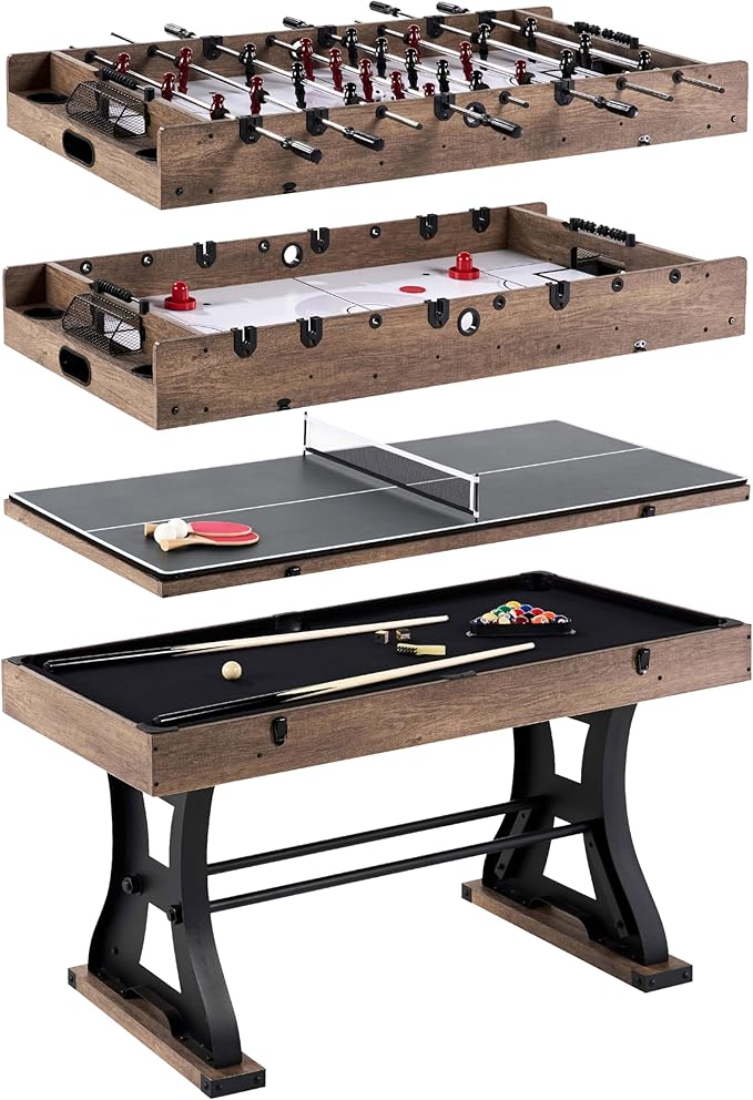 Barrington Combo Game Table – Foosball, Air Hockey, Table Tennis & More – Multi Game Table for Home or Game Room