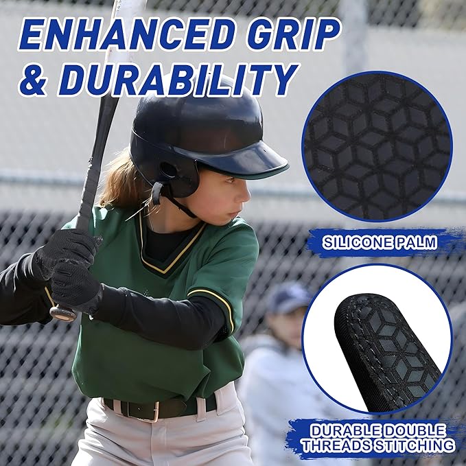 HLDD HANDLANDY Batting Gloves – Durable Grip, Breathable Baseball Softball Gloves for Adults Youth Kids – Gift for Players