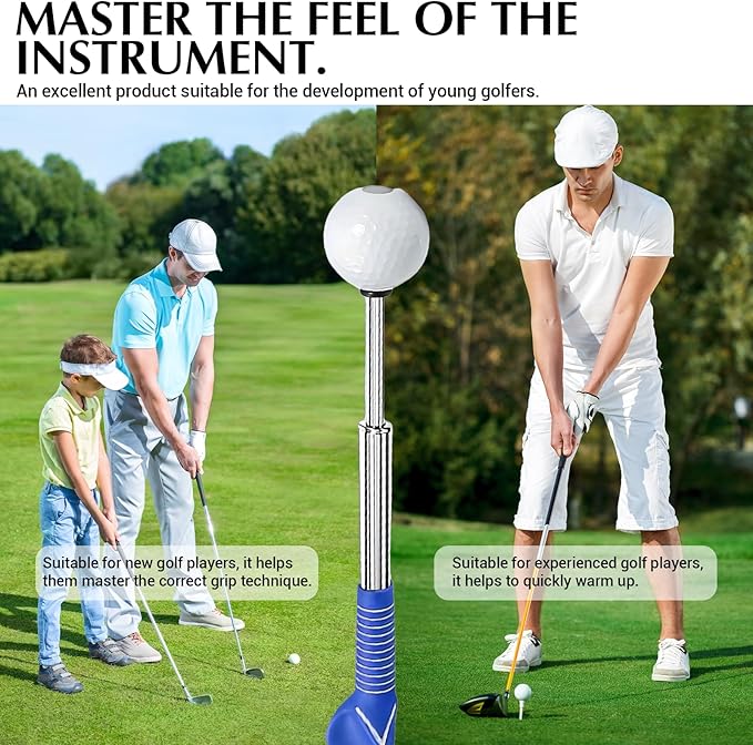 Golf Grip Trainer,Golf Swing Trainer,Retractable Right-Handed Grip Trainer Golf Training Aid for Warmup, Strength Tempo Practice, Indoor/Outdoor Use Improve Swing Rhythm & Accuracy