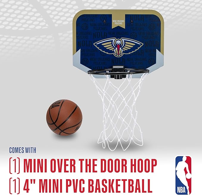 Franklin Sports NBA Team Over The Door Basketball Hoop - Kids Indoor Mini Basketball Hoop with Basketball - NBA Fan Shop Mini Hoop for Bedroom & Office