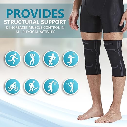 Knee Compression Sleeve for Men and Women (2 Pack), Knee Support Brace for Running and Work out (Large)
