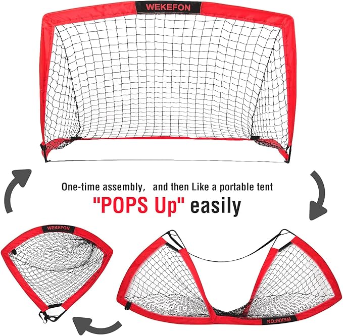 Soccer Goal with Carry Bag, 10/9MM Strengthen Pole, Arched Design, Kids Soccer Goals for Backyard Set 5x 3.1/3.6x2.7/2.9x2.4ft Portable Pop Up Soccer Nets for Toddler, Adults, Youth Games, Play, Gifts