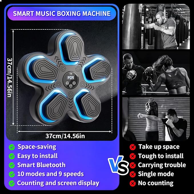 Music Boxing Machine, Bluetooth Smart Boxing Machine Adult and Children's Wall Target Punching Training, Reflex Punch Boxing Machine Boxing Training Equipment for Home, Office and Gym